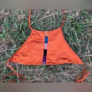 CURIOCRVFT Burnt orange upcycled patchwork halter top size S/M/L one size